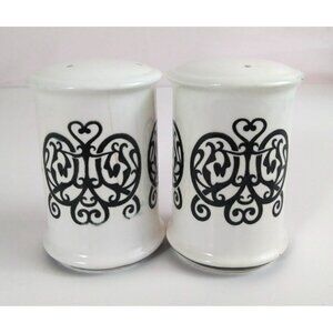 Vintage Inarco Black & White Round Salt & Pepper Shakers #E-3953 Japan
